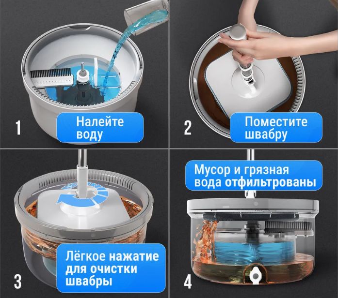 Умная швабра с отжимом и ведром для пола BND S02