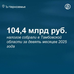 В Тамбовской области собрали 104,4 млрд рублей налогов за девять месяцев