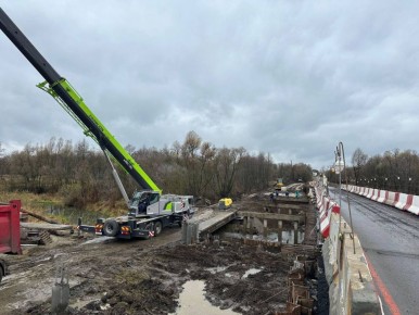 В Тамбовской области завершили устройство первого этапа опор моста через реку Разазовка
