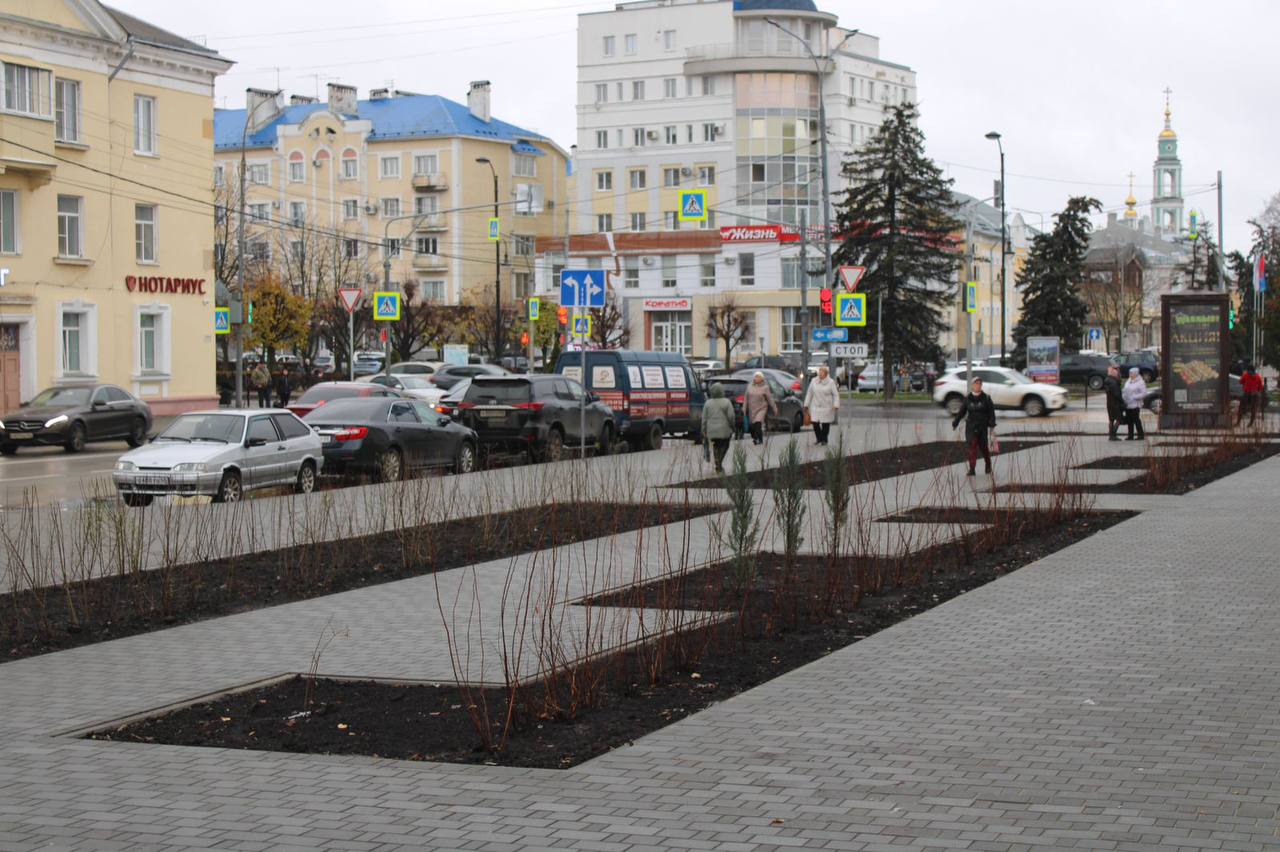 Озеленение нового общественного пространства по улице Октябрьской завершено Озеленение нового общественного пространства по улице Октябрьской завершено