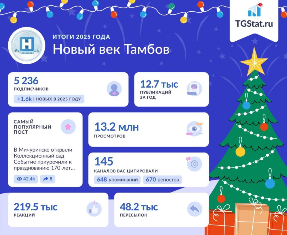 ���������� ������ ������ �� ���� 2025 ��� �� ������ TGStat.ru