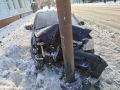 В Тамбове в первый день нового года водитель «Hyundai Getz» врезалась в столб