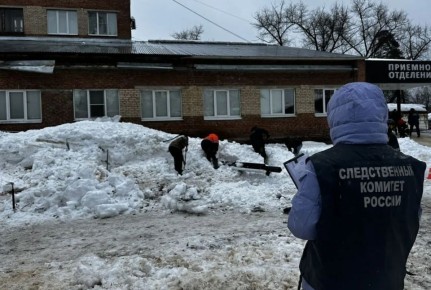 В Котовске Тамбовской области под тяжестью снега обрушился входной козырёк городской больницы