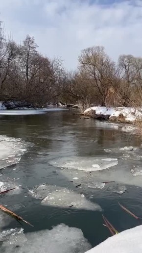 Завораживающе красиво: ледоход на реке Ворона