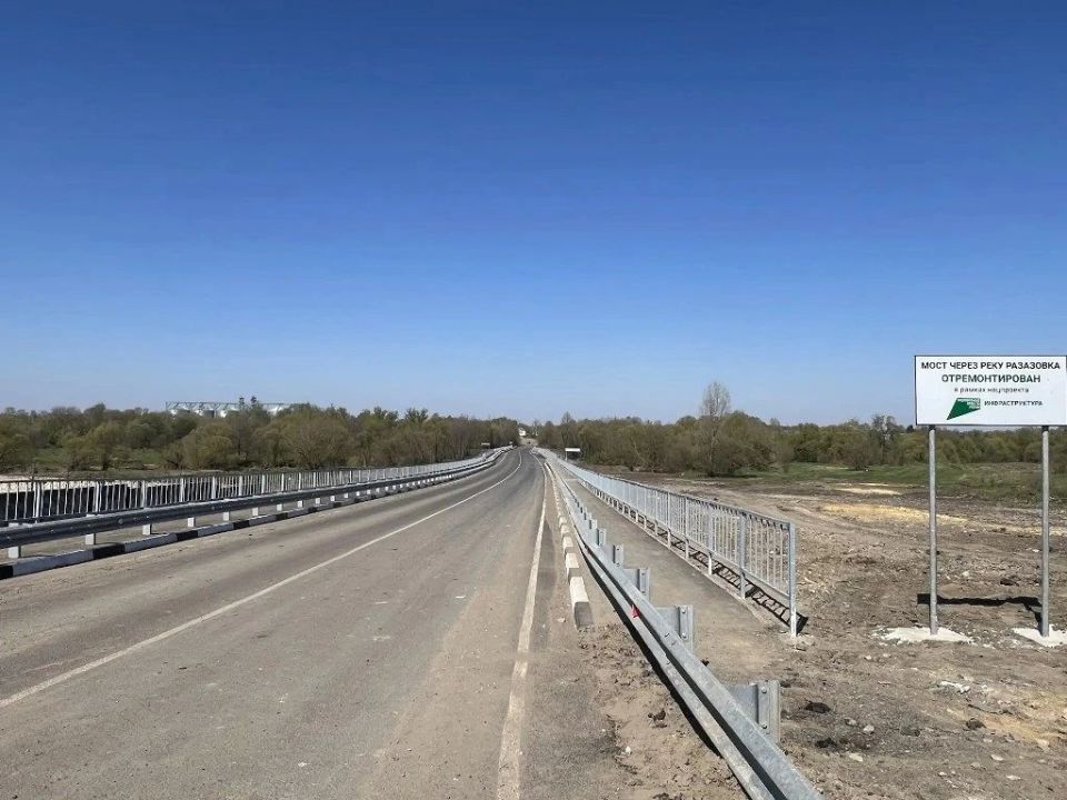 В Тамбовской области завершили капитальный ремонт моста через реку Разазовку на участке автодороги «Тамбов – Шацк» – Парский Угол через Хлыстово