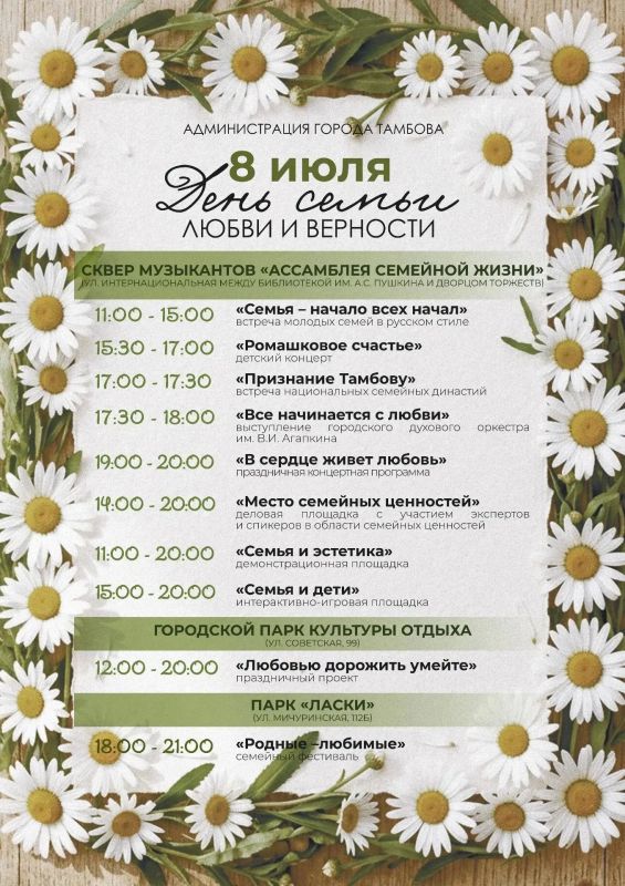 В Тамбове представили афишу ко Дню семьи, любви и верности (0+)
