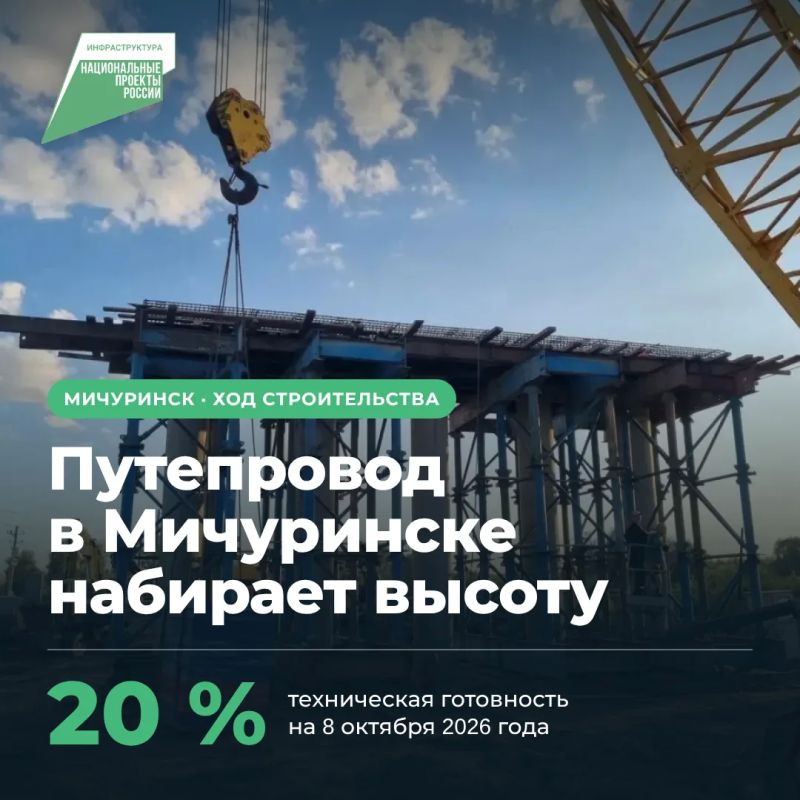 Путепровод в Мичуринске набирает высоту