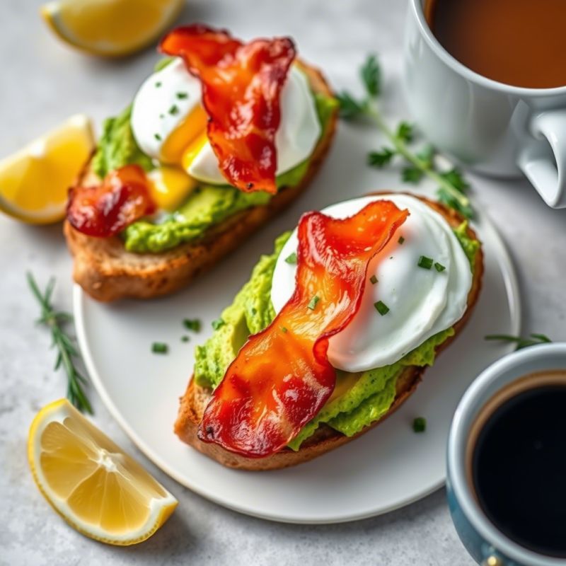 Завтрак, который вдохновляет: авокадо-яичный тост с беконом